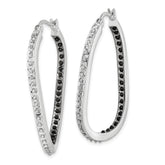 Sterling Silver Platinum-Plated Black & White Diamond Hoop Earrings  Elegant Polished Design